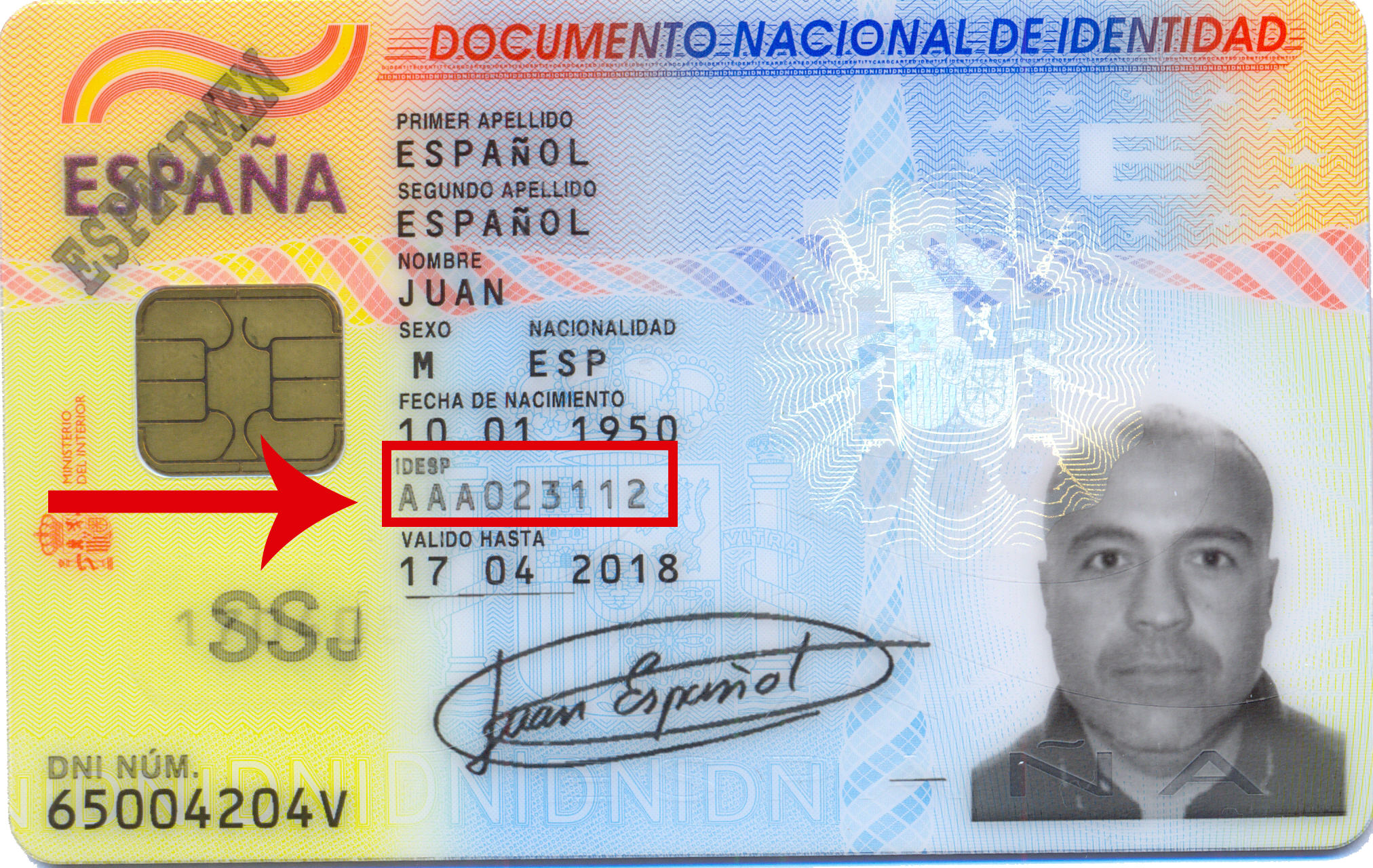 Abre ventana nueva. Anverso DNIe con número de soporte Abre ventana nueva. Anverso DNIe con número de soporte